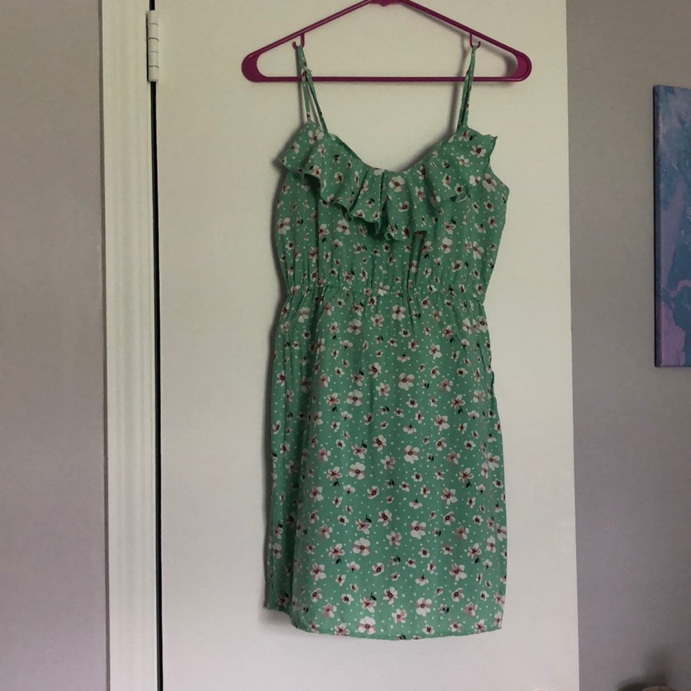 Green floral dress